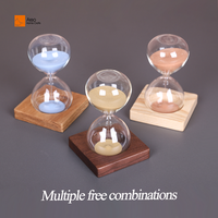Handgemachte Buchenholz Basis Sand Timer 15 30 60 Minuten bunte Glas Sanduhr für Home Decor OEM Produktion
