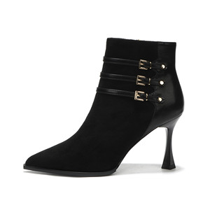 Y950-7 Ankle <b>Boots</b> Pointed Toe Faux Suede Zip Closure <b>Martin</b> <b>Boot</b> Fashion Trend Women's Shoes - Product Image 5