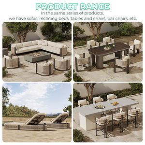 विला पैटियो डाइनिंग टेबल और कुर्सियां एल्यूमीनियम रेस्तरां आउटडोर डाइनिंग सेट रिसॉर्ट आउटडोर फर्नीचर होटल गार्डन डाइनिंग टेबल - Product Image 5