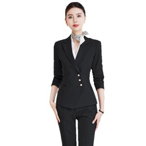 Women Professional Suit Set Fall 2025 Hotel Reception Uniform Formal Workwear for Office Commute Blue Two Piece Skirt and Pants - Product Image 5