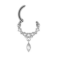 Getta G23 Anneau de nez en titane avec pampille et zircon, clicker segmenté, bijou d'oreille tendance pour femme