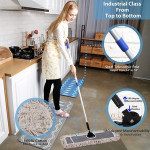 Scopa a Spinta per Pulizia Pavimenti, Mop Industriale Commerciale in Cotone con Manico in Acciaio Regolabile - Product Image 5