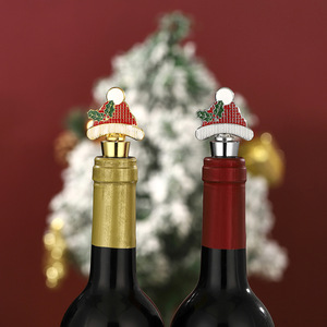 Christmas Hat <b>Wine</b> <b>Stopper</b> Metal Gold And Silver Christmas Theme Bottle Sealer Holiday Gift - Product Image 2