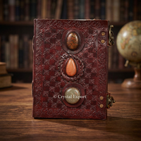 Carnets en cuir avec 3 pierres précieuses sur le thème du Bouddhisme, cadeau d'affaires élégant, marque d'origine indienne, fournitures de bureau en cristal pour l'exportation