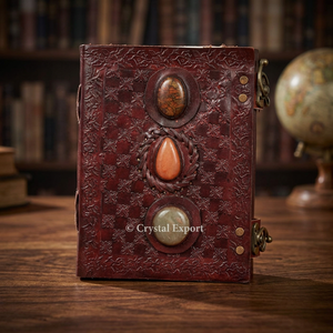 Carnets en cuir avec 3 pierres précieuses sur le thème du bouddhisme, cadeau d'affaires, marque d'origine indienne, export de cristaux - Product Image 2