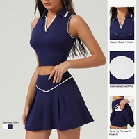 YNSEA OEM Ensembles de sport pour femmes en gros, 2 pièces : Polo court à col en V et mini-jupe avec pantalon de sécurité, pour le tennis, le yoga et l'entraînement