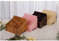 Boîte de rangement de bureau en bois durable à 24 compartiments avec support pour téléphone portable et étagère d'organisation pour la maison ou le bureau moderne