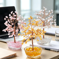 Ornements de luxe à prix avantageux, arbre en cristal Feng Shui naturel avec base en verre pour Noël