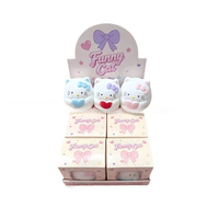 Jouet Squishy Chat Blanc Mignon en Forme de Cœur, Patte Avant Enveloppant un Cœur 3D, Rebond Lent, Anti-Stress