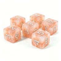 Dés en résine personnalisés 12mm 16mm 18mm D6 couleur rose nacré avec points numérotés argentés, ensemble de dés en acrylique avec logo personnalisé pour jeu de dés