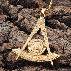 Collares y Cadenas con Colgantes Masónicos de Acero Inoxidable 18K, Diseño Vintage, para Maestros Masónicos de la Logia Azul, Venta al Por Mayor - Product Image 6