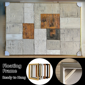 Decoración del Hogar, Textura Wabi Sabi, Obra <span class=keywords><strong>de</strong></span> Arte Abstracta Geométrica, Póster 3D, Pintura al Óleo sobre Lienzo Pintada a Mano con Marco - Product Image 4