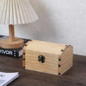 Rectangular Wooden Treasure <b>Chest</b> Boxes with Hinged Lid DIY Crafts Wedding Decor Jewelry <b>Storage</b> Gift Boxes Lacquer - Product Image 3
