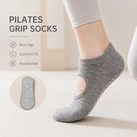 Chaussettes personnalisées brodées mignonnes en coton bambou et élasthanne, antidérapantes avec points en silicone, respirantes et à séchage rapide, idéales pour le yoga et le pilates, collection automne