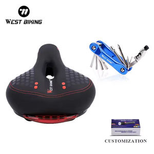 Sillín de bicicleta <span class=keywords><strong>MTB</strong></span>, cómodo sillín de bicicleta de cuero con luz trasera, diseño grueso y más ancho para ciclismo hueco - Product Image 1