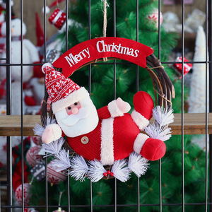 Porte vitrine fenêtre pendentif <span class=keywords><strong>couronne</strong></span> <span class=keywords><strong>de</strong></span> noël 35cm Anneau Rotin Artificiel Père Noël bonhomme <span class=keywords><strong>de</strong></span> neige poupée Couronnes <span class=keywords><strong>de</strong></span> Noël - Product Image 2