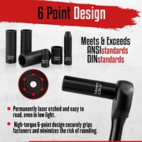 Jeu de douilles à chocs carrées de 55 pièces, 1/4 pouce, SAE/métrique, profondes/plates, en acier Cr-V, 6 points (5/32"-9/16" 4-15mm)