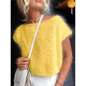 Pull en tricot sans manches à une épaule pour femme, couleur ivoire - Product Image 1