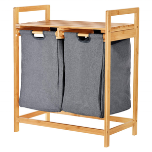 Canastas de Almacenamiento de Ropa de Bambú Modernas y Sostenibles al por Mayor, con Doble Compartimento y Asas, para Organización de Lavandería, 29X25 - Product Image 2