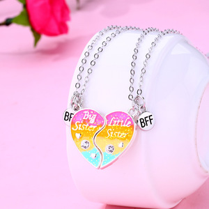 2 unids/set imán atractivo corazón collar Big Sister <span class=keywords><strong>Little</strong></span> Sister collares lindo mejor amigo collares joyería para mejor amigo - Product Image 3