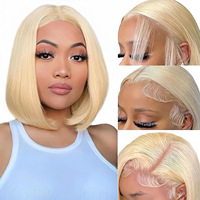 Coup de ciseaux Golden BOB, cheveux courts 100 % naturels, doux et lisses, parfaits pour l'été.