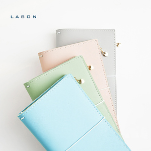 LABON Candy Colors Designed Stationery FSC Paper <strong>Blue</strong> Leather Portable Travelers Cover Zipper <strong>Notebook</strong> - Product Image 1