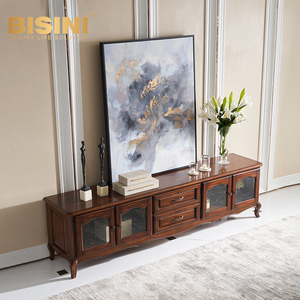 Vintage American-Style Solid <strong>Wood</strong> 4 Drawer and Glass <strong>TV</strong> <strong>Cabinet</strong> with Storage for Small Apartment Suite Living Room - Product Image 5
