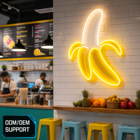 Enseigne néon LED personnalisée en forme de banane pelée, jaune et blanc, néon flexible pour décoration murale, idéale pour café, bar à jus, usage publicitaire, avec télécommande