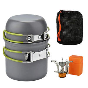 Juego de cocina para exteriores, olla anodizada de 1-2L con mini estufa para acampar, picnic, viajes DS 101 - Product Image 5