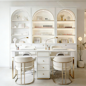 Juego de Muebles para Salón de Belleza Bomacy, Escritorio y Silla, <span class=keywords><strong>Mesa</strong></span> de Maquillaje, <span class=keywords><strong>Mesa</strong></span> de Manicura para Salón de Uñas con Colector de Polvo - Product Image 5