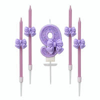 Lot de bougies d'anniversaire créatives en forme de nœud papillon violet pour la décoration de gâteaux et desserts lors de fêtes d'anniversaire