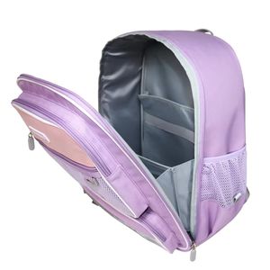 Sac à dos scolaire pour enfants et adolescents avec poche en filet, tendance et personnalisé, violet/rose - Product Image 6