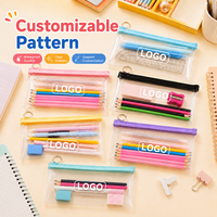 Estuche de Lápices Transparente Ligero Personalizado de Calidad, Estuche de PVC Duradero e Impermeable para Estudiantes, Organizador de Papelería