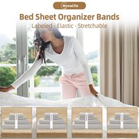 Offre Spéciale drap de lit organisateur bandes feuille gardiens bandes de literie draps organisateur pour placard 4 pièces (reine)