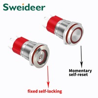 16mm Hochstrom-wasserdichtes leuchtendes Rin glicht Momentan verriegelung Roter Metall-Drucksc halter Knopf Kabelst ecker Stroms child