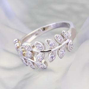 Personalizado anillos de moda de mujer 2023 diseño de la hoja 3A + Zircon de Plata de Ley 925 anillos de joyería - Product Image 3