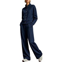 Ensemble 2 pièces décontracté hiver 2026 pour femme : Cardigan à col montant uni à manches longues et pantalon large coupe ample