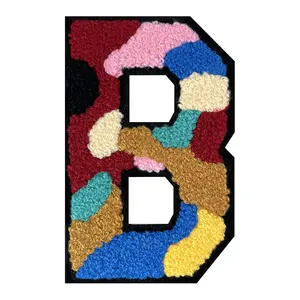 Custom Sew On Round Reversible Letter Designs Clothing Patches Alphabet Chenille Fabric Embroidery Sequin Patch