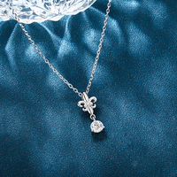 925 Sterling Zilver Rhodium Plated Fleur De Lis Zirkoon Ketting Oorbel Set Bruidssieraden Cadeau Vrouwen Bruiloft Feest Trendy