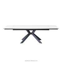 Table à manger extensible de style européen, plateau en céramique marbrée importée, ensemble de table à manger, fabricant de tables en Chine, bon prix