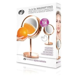 Rose Gold Tabletop Makeup Mirror With Light 5x Magnification Metal Vanity Mirror - Product Image 2