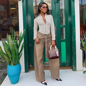 Pantalones Vaqueros Anchos Desgastados para Mujer, con Parches, Cinturón, Estilo Vagabundo, Lavado Resistente, Retro, Estilo Urbano - Product Image 2