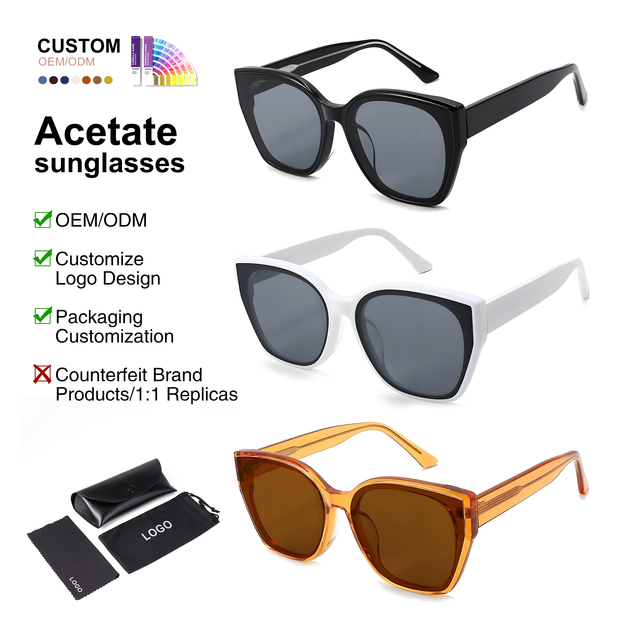 Fashion Oversized Frame Women's Acetate Big Frame Sunglasses Trendy Cat-Eye Polarized Sunglasses for Women