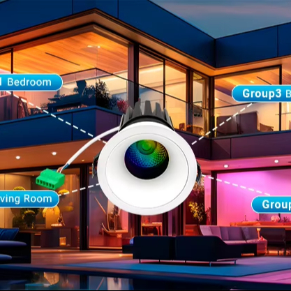 DC24V Selectable Round Square Trimless COB Spotlight 3'' 15W RGB Recessed Downlight