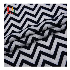 Ad alta resistenza del poliestere spandex nero bianco chevron stripe rib maglia cvc tessuto jersey singolo