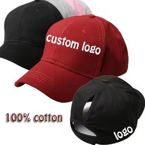 Casquette de baseball 6 panneaux en coton 100% personnalisable avec logo, casquette de sport imprimée avec logo personnalisé pour queue de cheval - Product Image 2