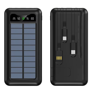 Travel <strong>Solar</strong> Power Bank 10000mah with 4 Type Cable USB TYPE-C &amp; Micro USB 10W Output Power Li-Polymer <strong>Battery</strong> <strong>Charger</strong> - Product Image 4