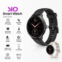 Montre connectée ronde 36/40 mm en alliage d'aluminium, appels, moniteur de fréquence cardiaque et de sommeil, compatible iOS, vente en gros, rose et bleu