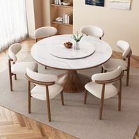 Meubles de salle à manger, table à manger ronde en bois massif antique pour 6 personnes, pour villa