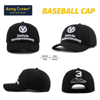 Gorra de Béisbol Personalizada con Bordado, 6 Paneles, Estructurada, de Sarga de Algodón, Negra, con Logotipo Bordado en 3D